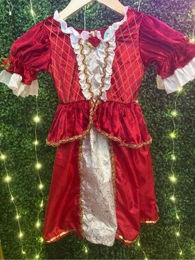 LITTLE ADVENTURES 1-3 YEARS ✨ kids winter beauty princess dress red + gold EUC
